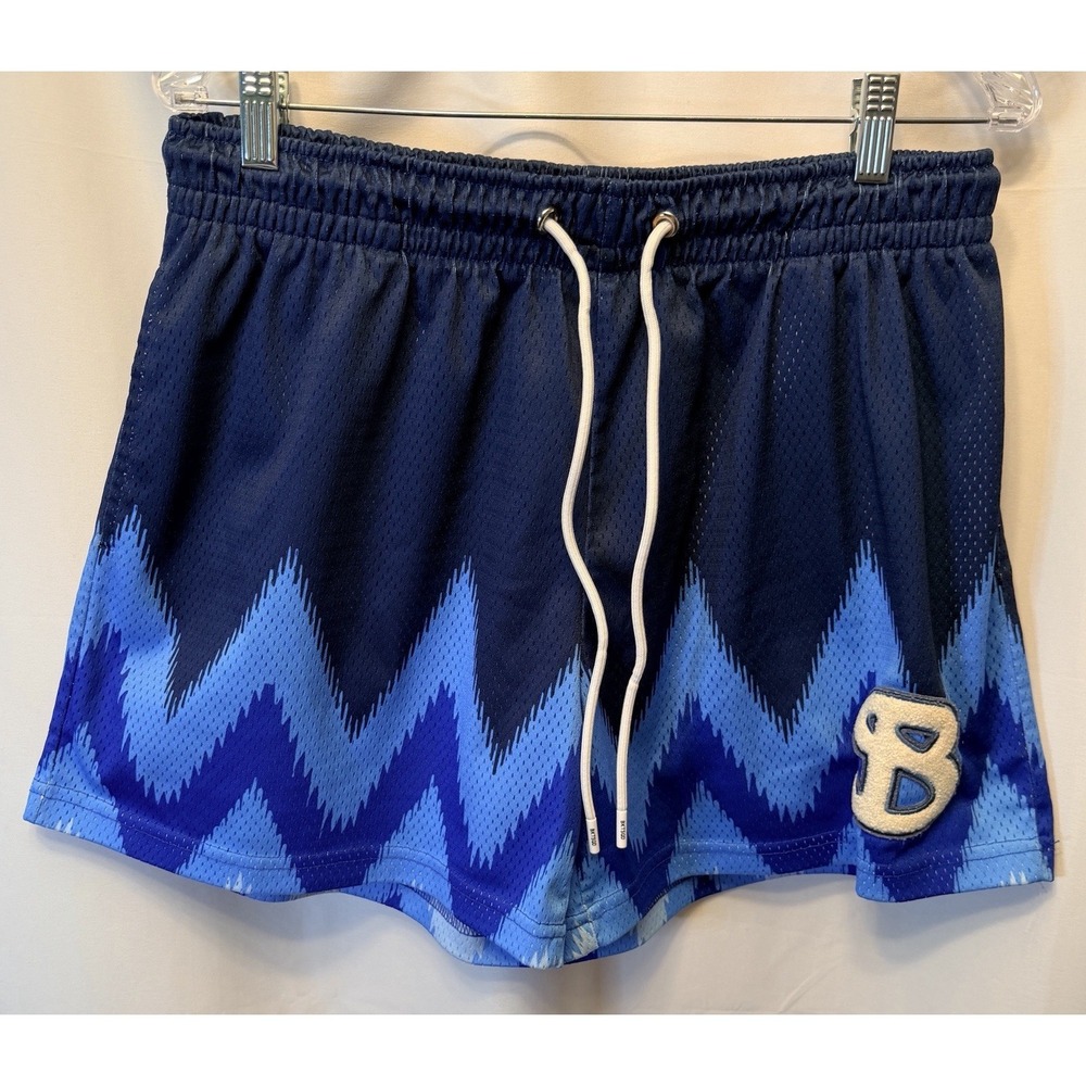 BKTSQD Bucket Squad Men's XL Shorts Mesh Blue Zig Zag Streetwear‎ Made In USA